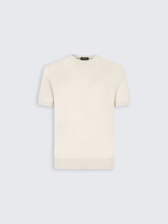 Ivory white cashmere and silk T-shirt