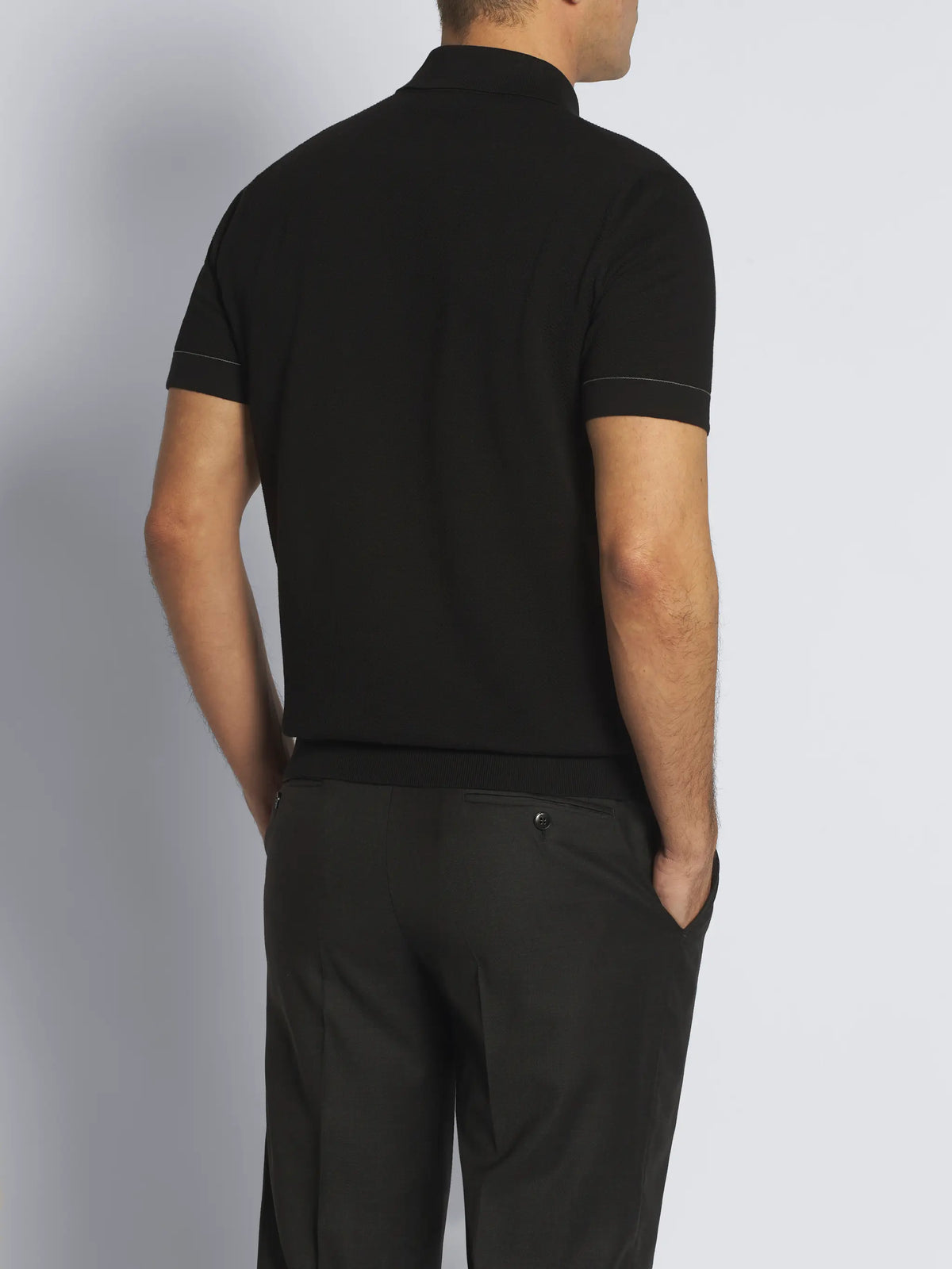 Essential black Sea Island cotton polo