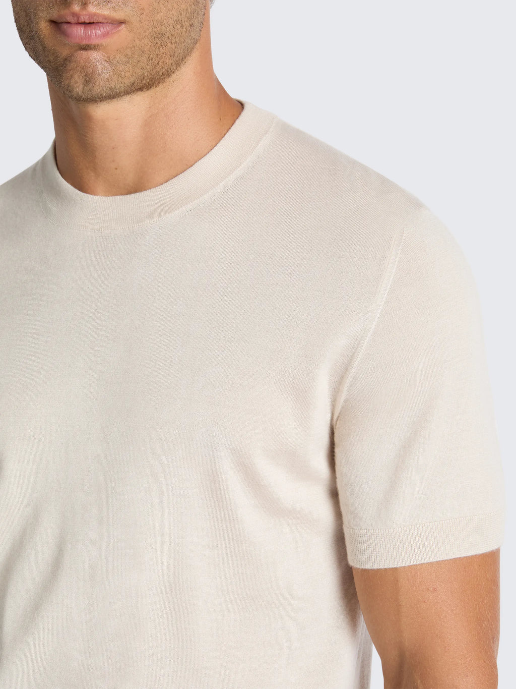 Ivory white cashmere and silk T-shirt
