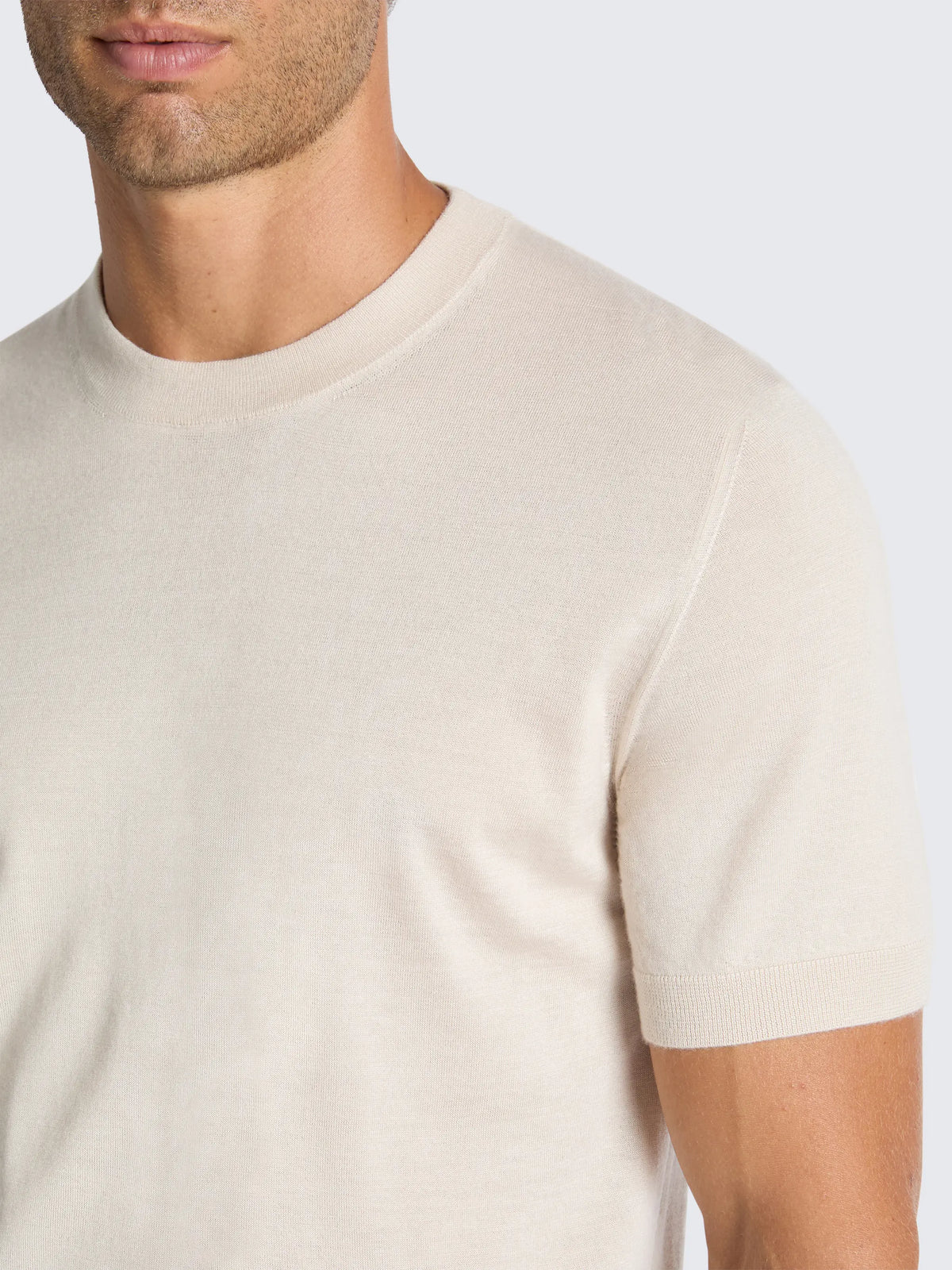 Ivory white cashmere and silk T-shirt