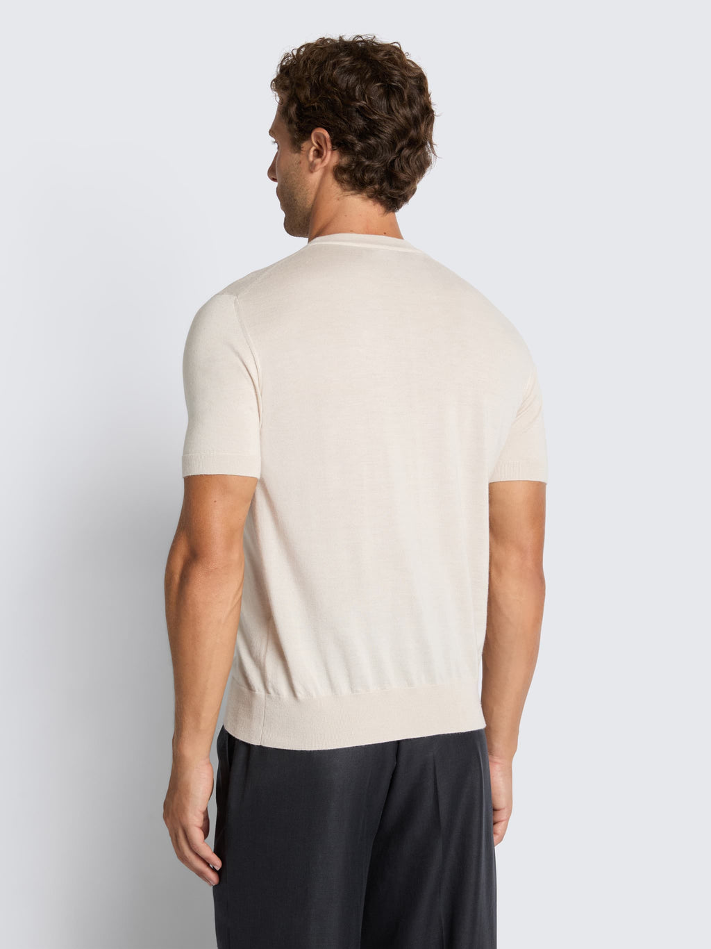 Ivory white cashmere and silk T-shirt