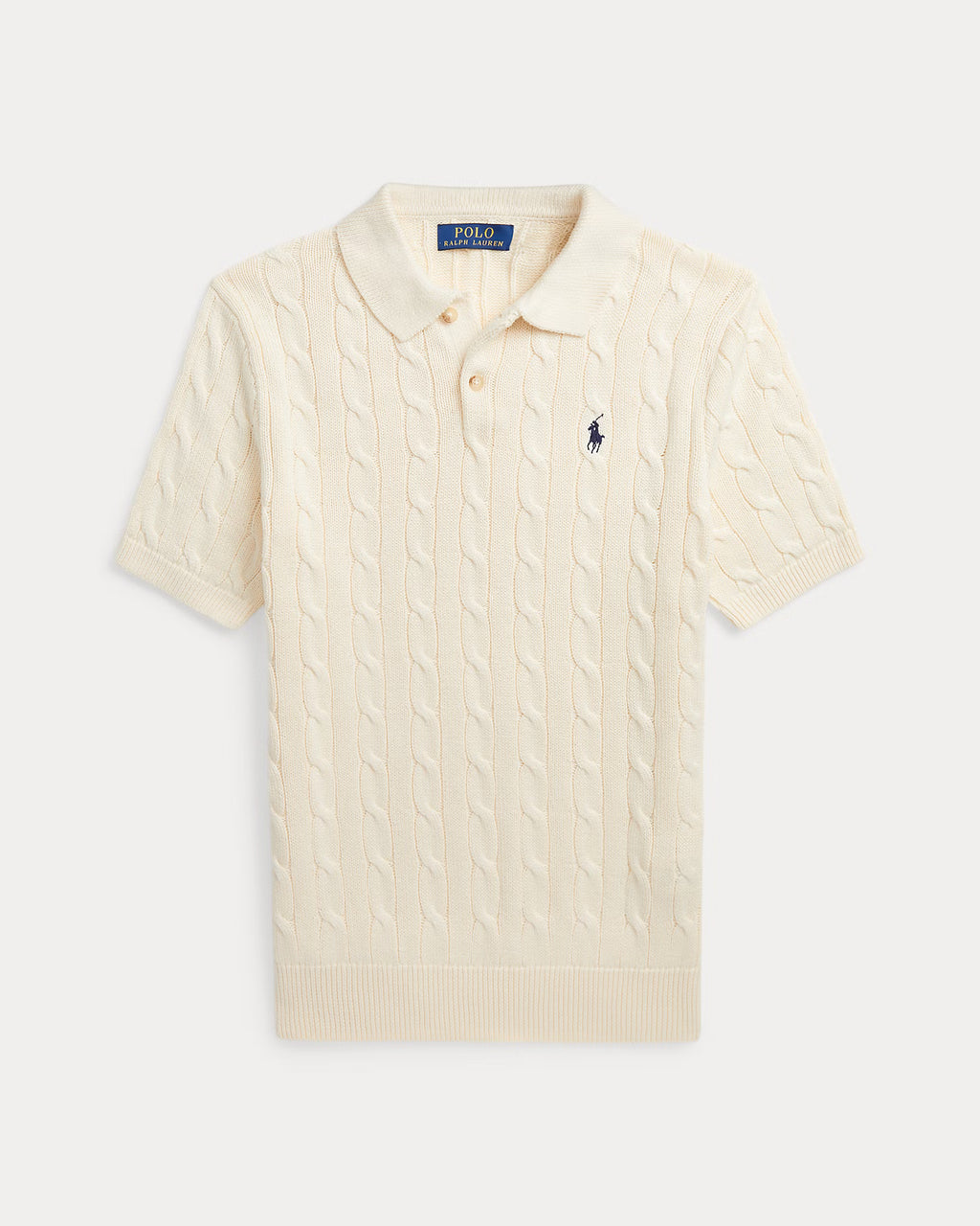 Cable-Knit Cotton Polo Sweater