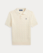 Cable-Knit Cotton Polo Sweater
