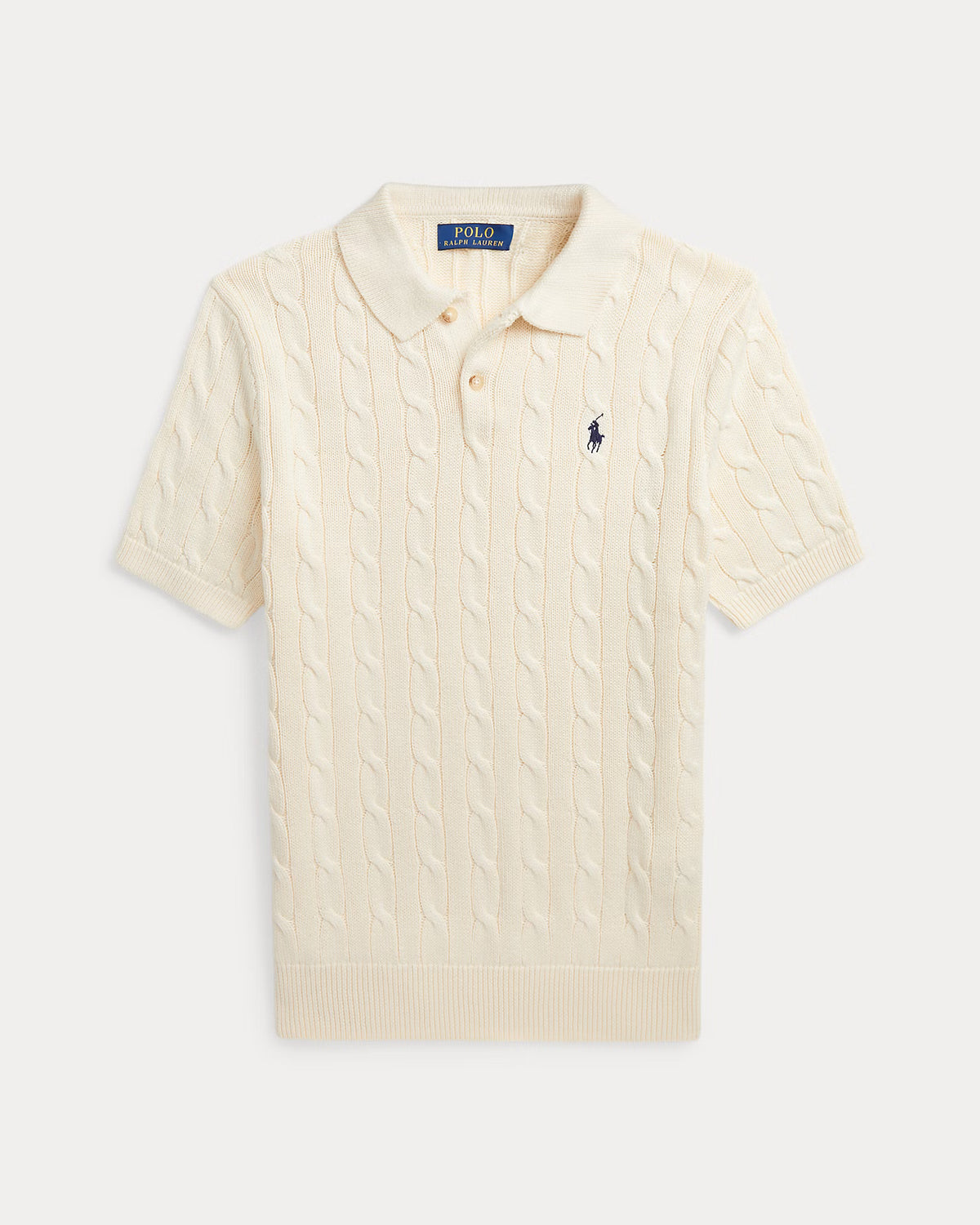 Cable-Knit Cotton Polo Sweater