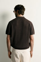 OPEN-KNIT TEXTURED POLO