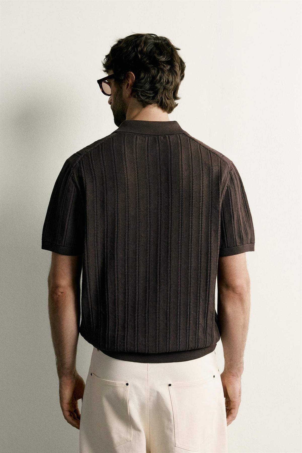OPEN-KNIT TEXTURED POLO