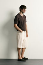 OPEN-KNIT TEXTURED POLO