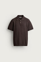 OPEN-KNIT TEXTURED POLO