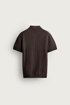 OPEN-KNIT TEXTURED POLO