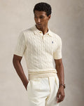 Cable-Knit Cotton Polo Sweater