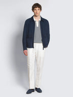 Grey linen, cotton and silk chiné polo