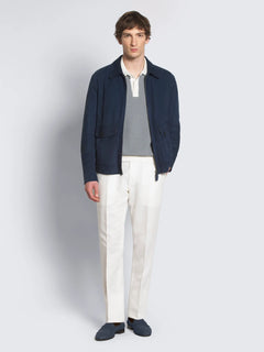 Grey linen, cotton and silk chiné polo