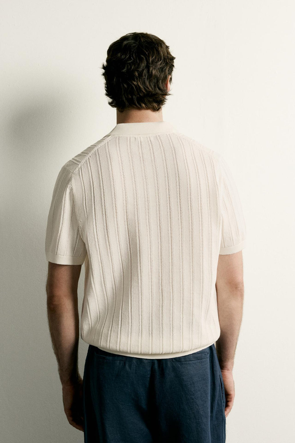 OPEN-KNIT TEXTURED POLO