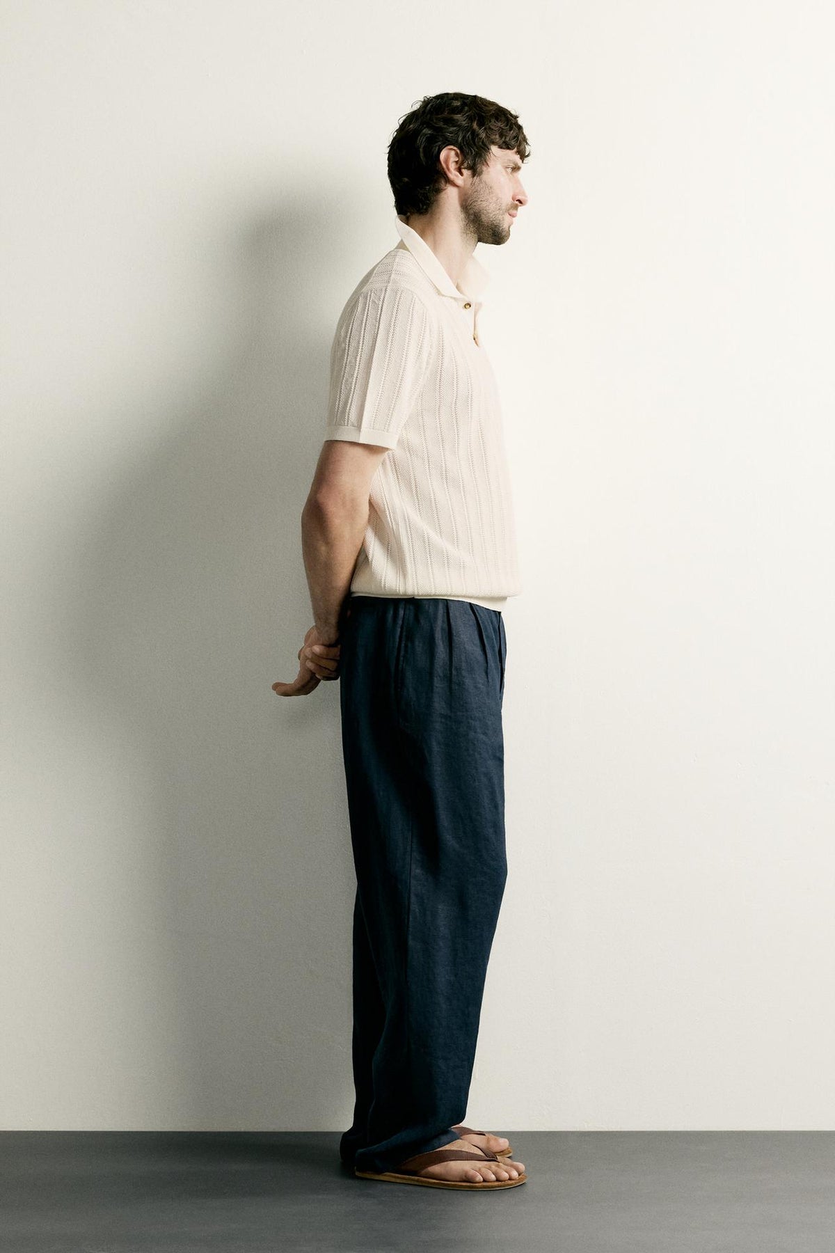 OPEN-KNIT TEXTURED POLO