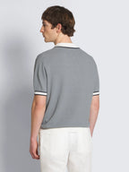 Grey linen, cotton and silk chiné polo