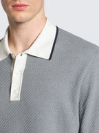 Grey linen, cotton and silk chiné polo