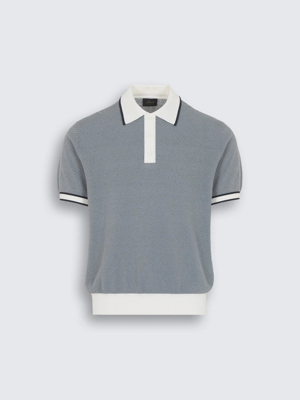 Grey linen, cotton and silk chiné polo
