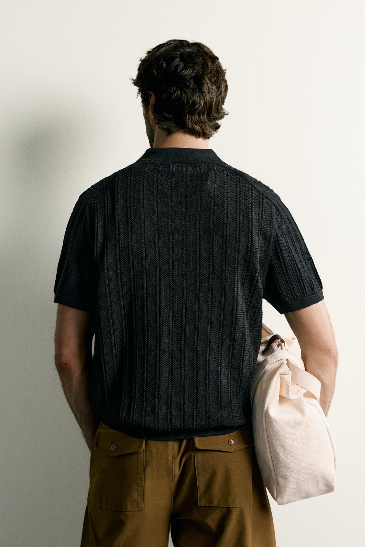 OPEN-KNIT TEXTURED POLO