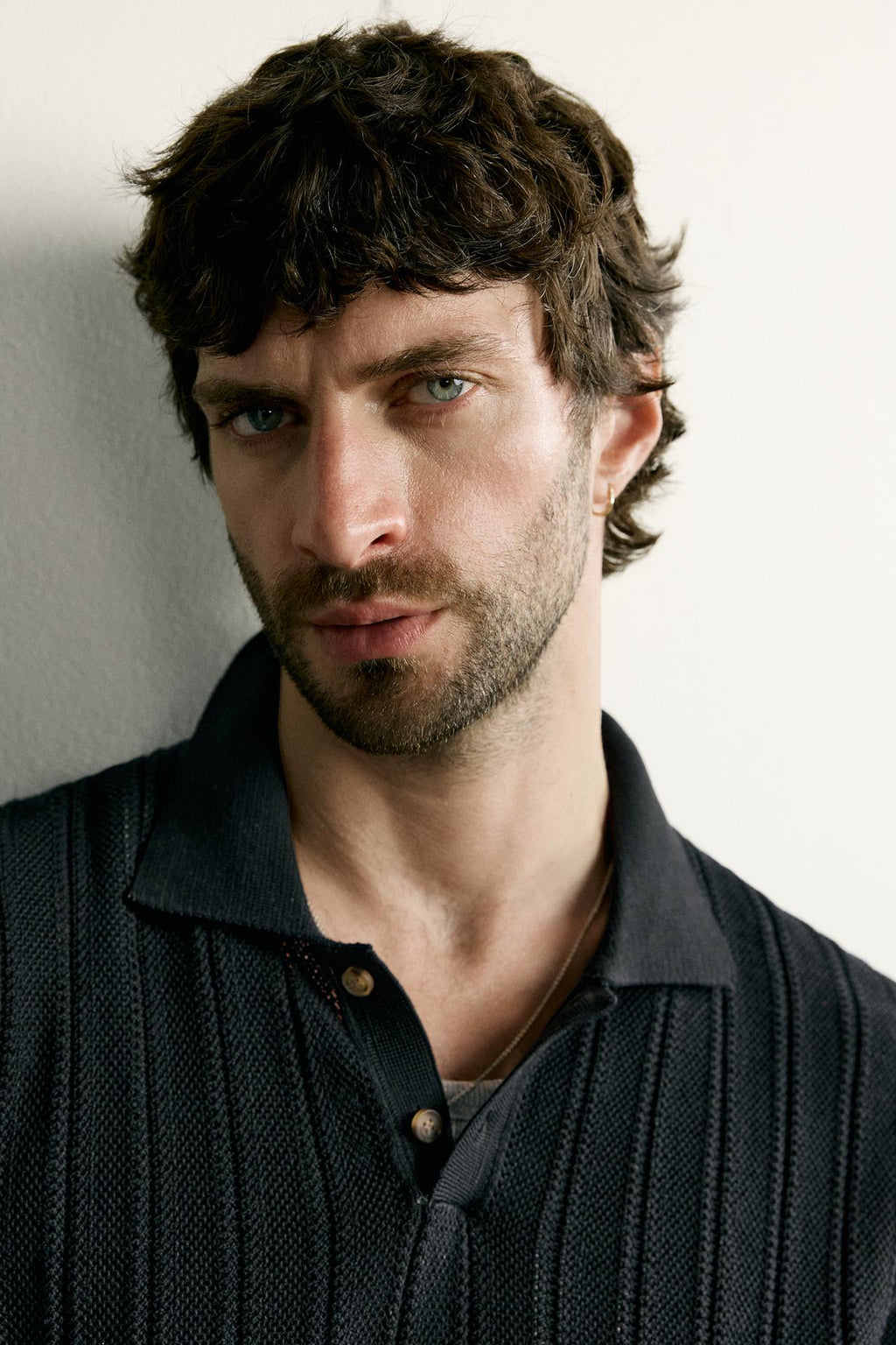 OPEN-KNIT TEXTURED POLO