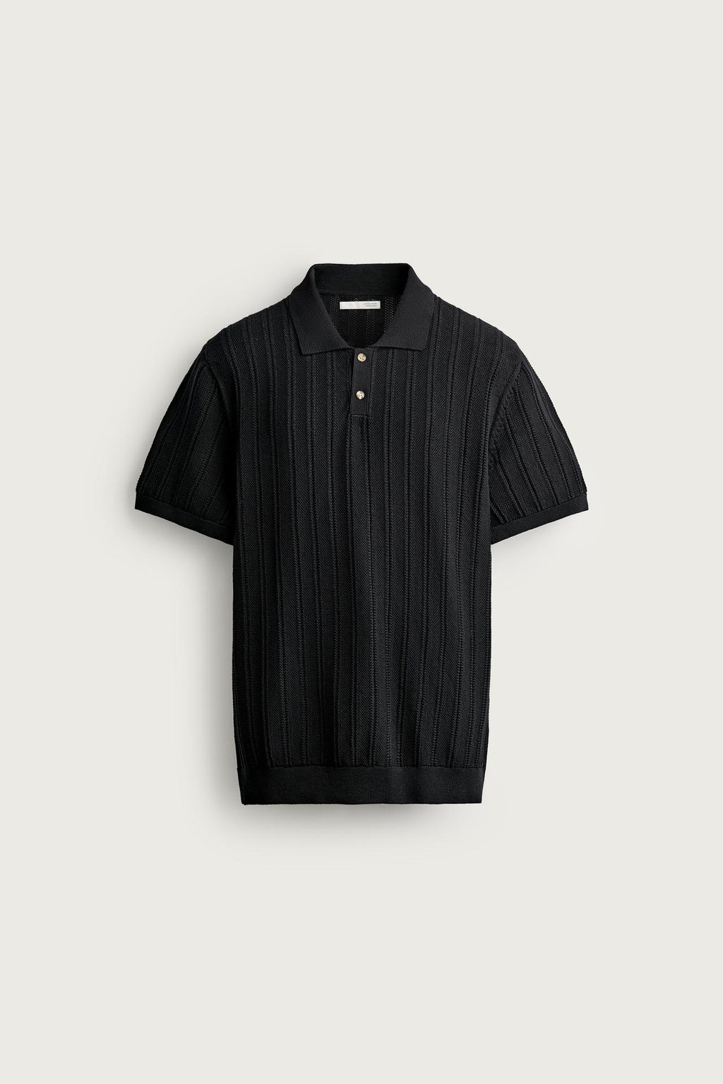 OPEN-KNIT TEXTURED POLO