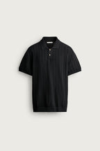 OPEN-KNIT TEXTURED POLO