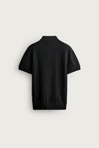 OPEN-KNIT TEXTURED POLO