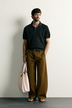 OPEN-KNIT TEXTURED POLO