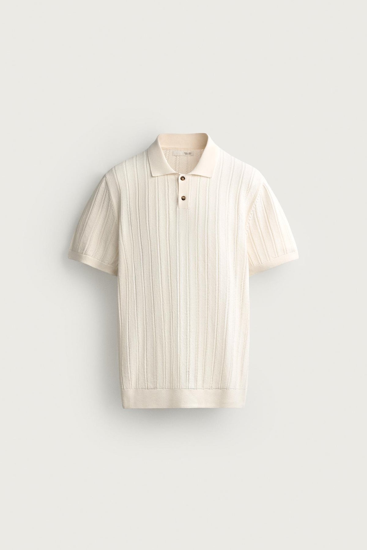 OPEN-KNIT TEXTURED POLO