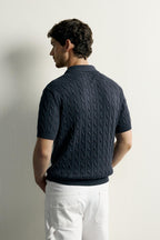 CABLE-KNIT POLO SHIRT