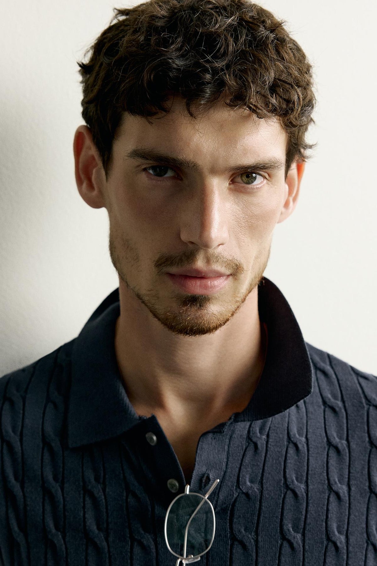 CABLE-KNIT POLO SHIRT