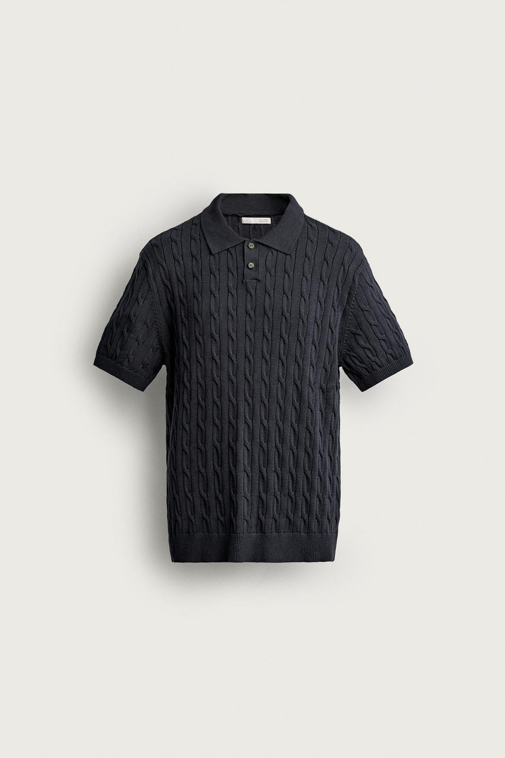 CABLE-KNIT POLO SHIRT