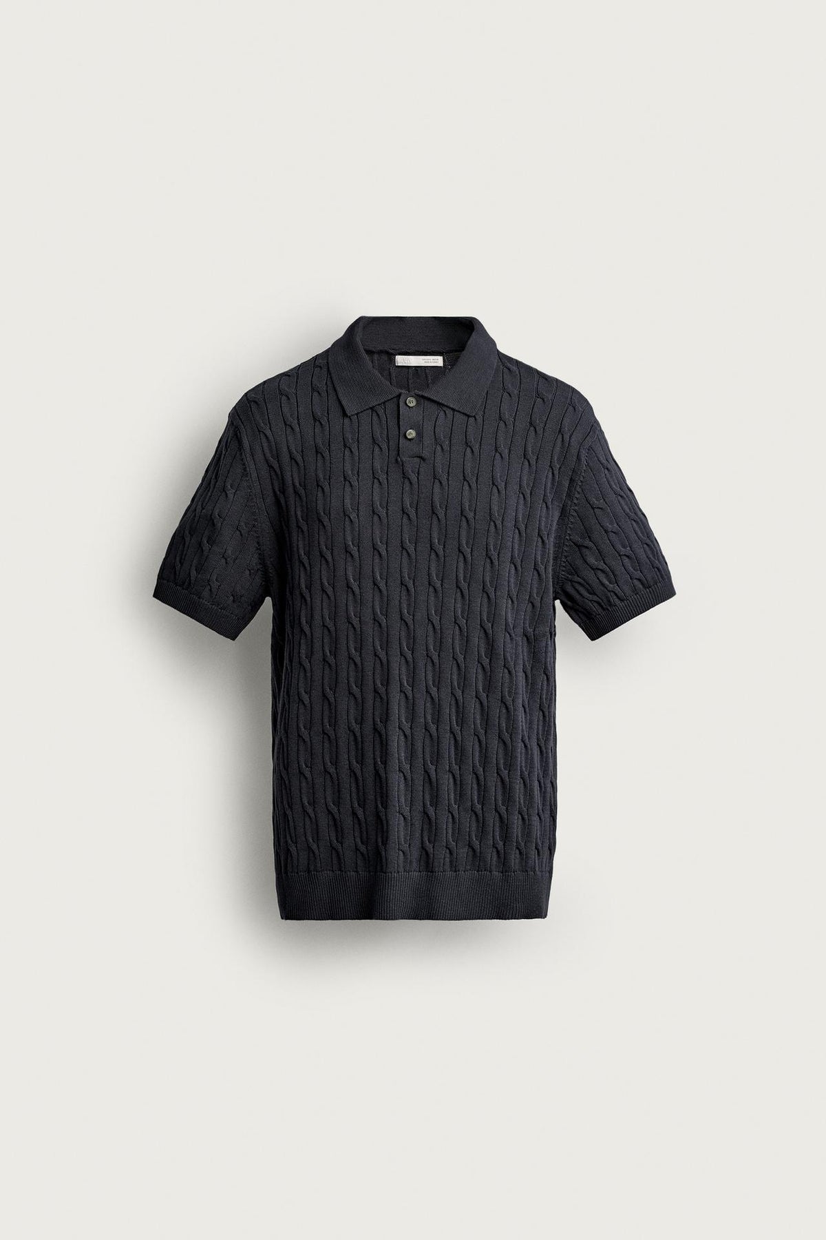CABLE-KNIT POLO SHIRT