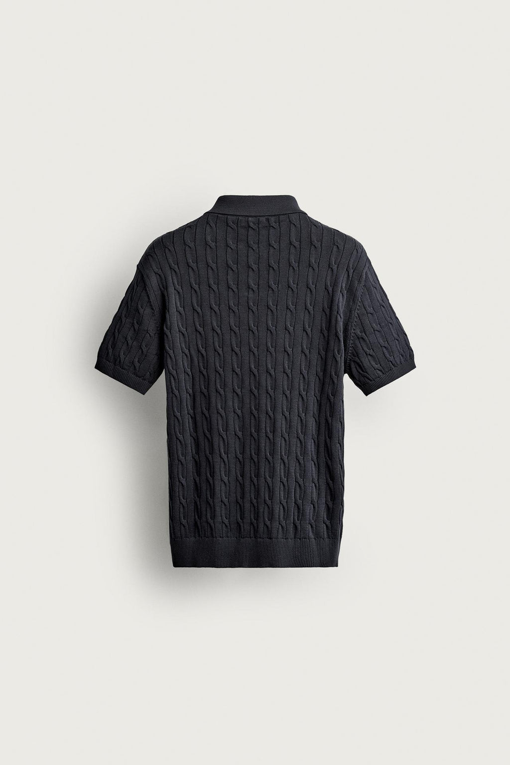 CABLE-KNIT POLO SHIRT