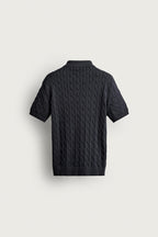 CABLE-KNIT POLO SHIRT