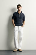 CABLE-KNIT POLO SHIRT