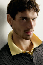 CABLE-KNIT POLO SHIRT