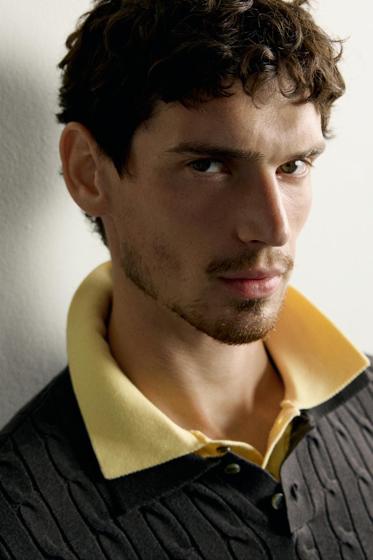 CABLE-KNIT POLO SHIRT