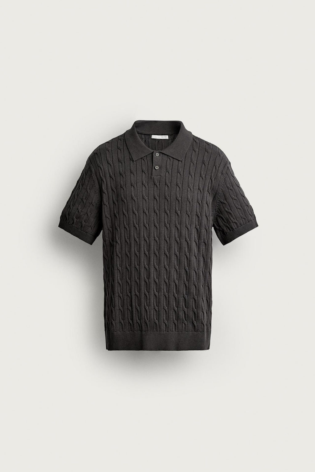 CABLE-KNIT POLO SHIRT