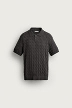 CABLE-KNIT POLO SHIRT