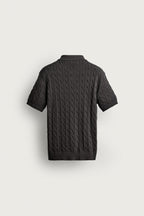 CABLE-KNIT POLO SHIRT