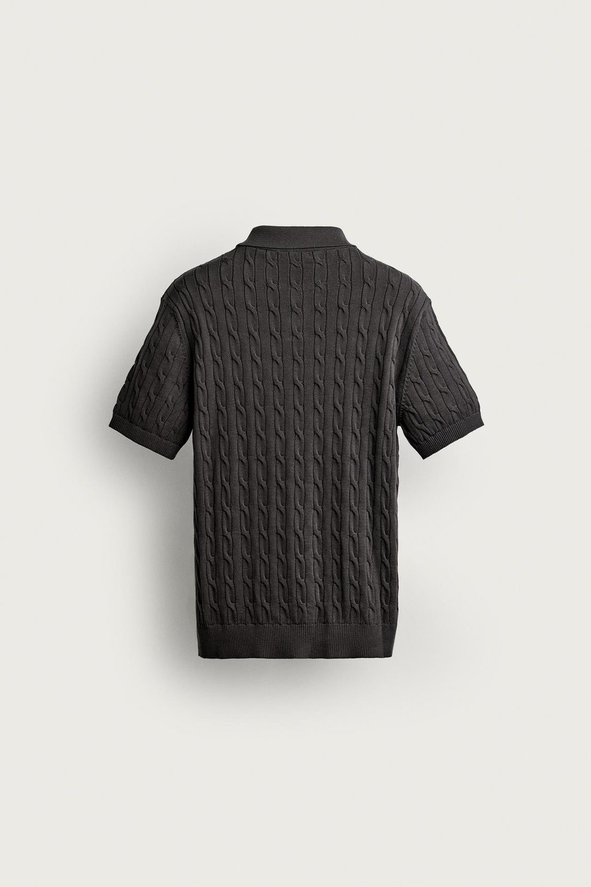 CABLE-KNIT POLO SHIRT