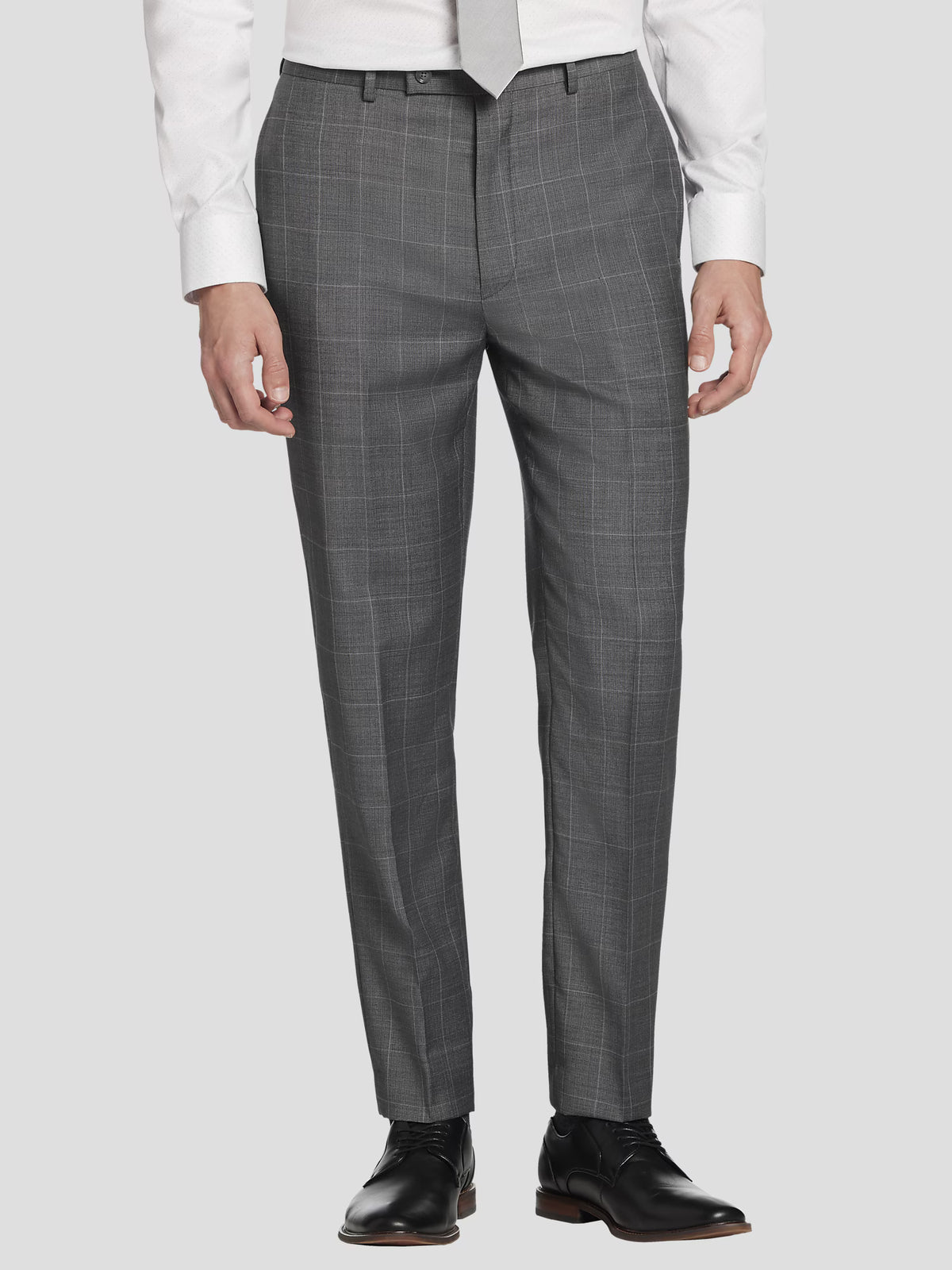 Slim Fit Wool Blend Windowpane Suit Pants