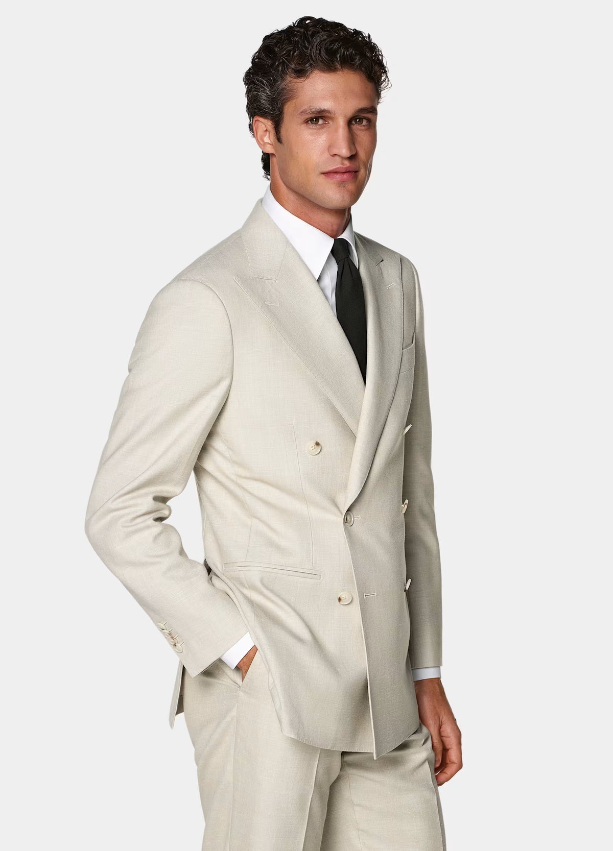 Beige Tailored Fit Havana Suit