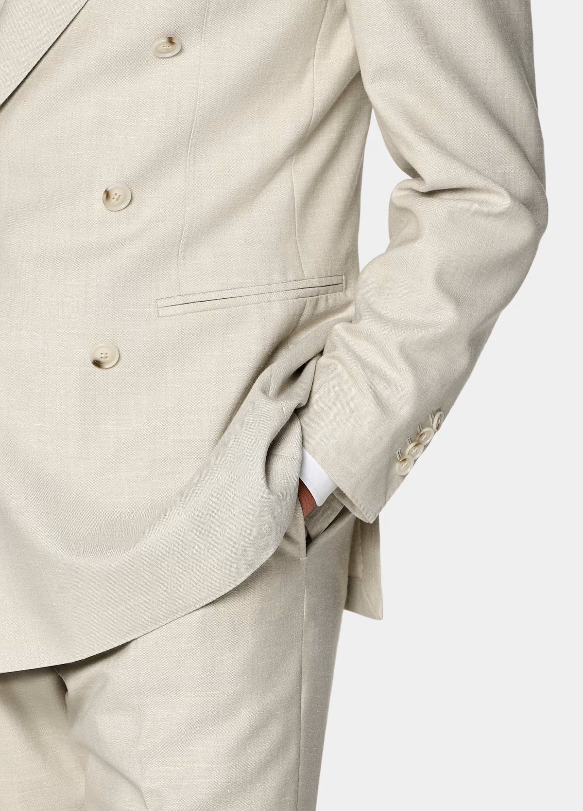 Beige Tailored Fit Havana Suit