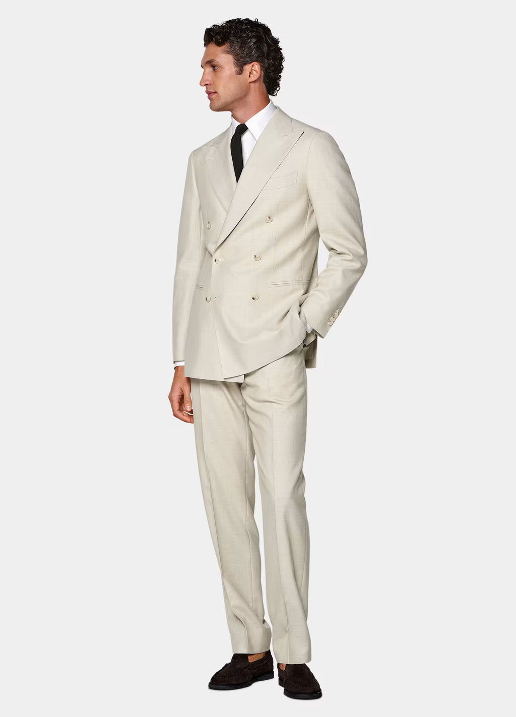 Beige Tailored Fit Havana Suit