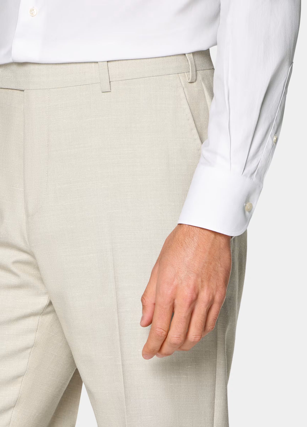 Beige Tailored Fit Havana Suit