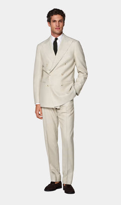 Beige Tailored Fit Havana Suit