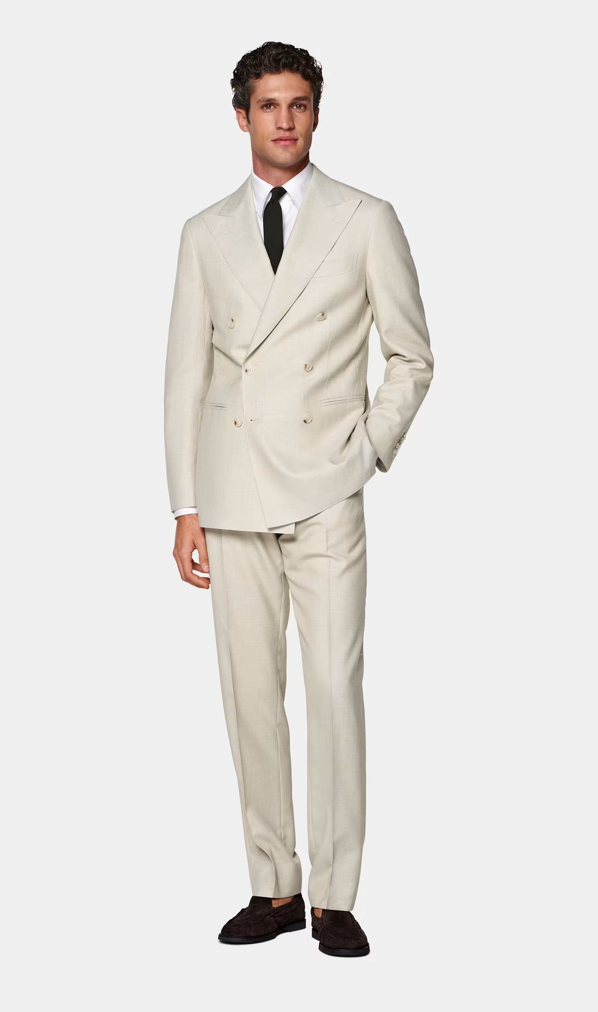 Beige Tailored Fit Havana Suit