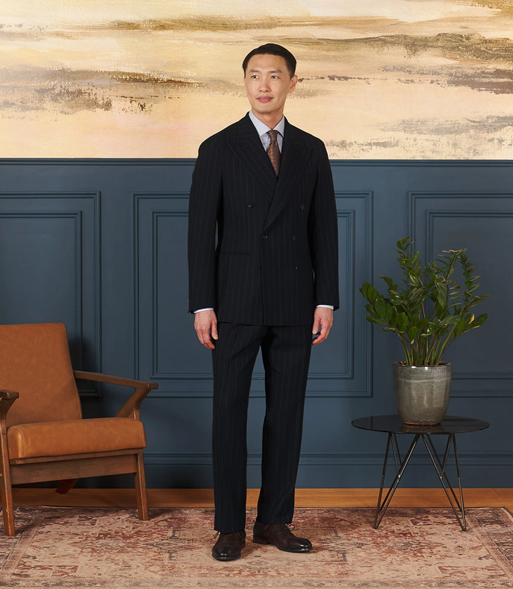 Navy Chalk Stripe - Double-Breasted Suit
