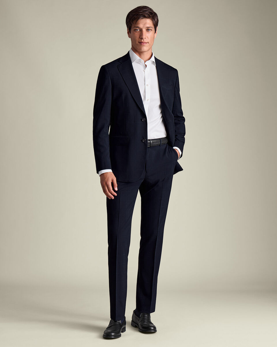 Check Suit Pants - Navy